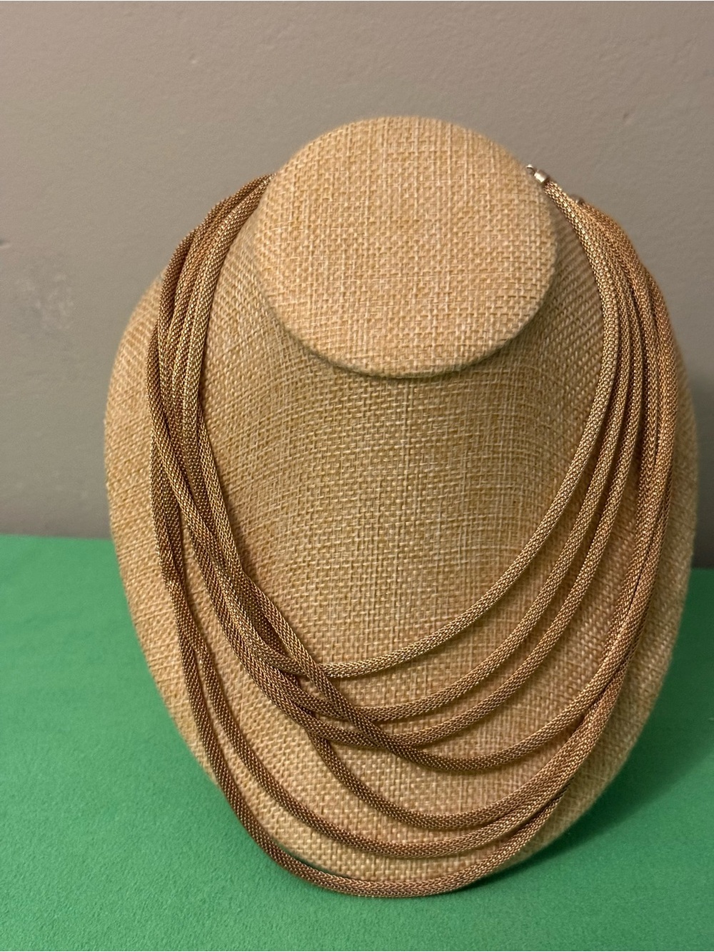 Vintage Mesh Multi-Strand Metallic Brown Fashion Necklace
